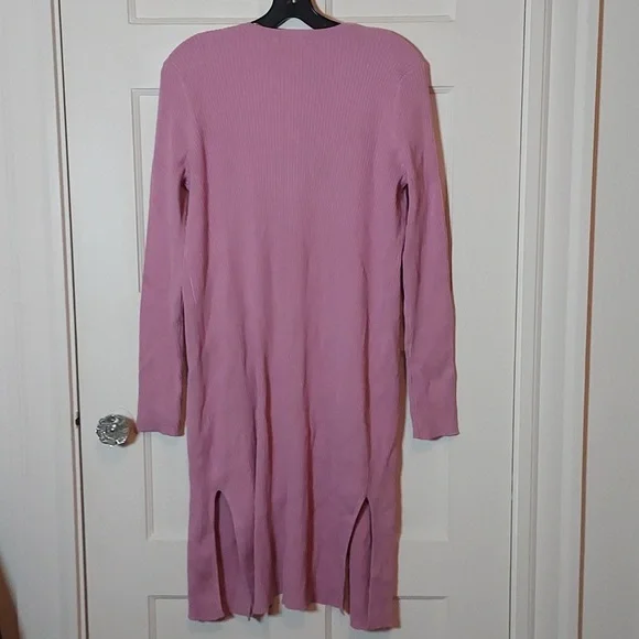 525 America Ribbed Knit Duster Sweater Dusty Lilac Large - Picture 9 of 11